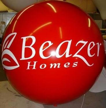 Beazer Homes round advertising balloon - spherical helium balloon for home builder promotions