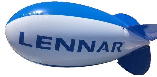 Lennar Homes advertising blimp - blue and white helium blimp for real estate marketing